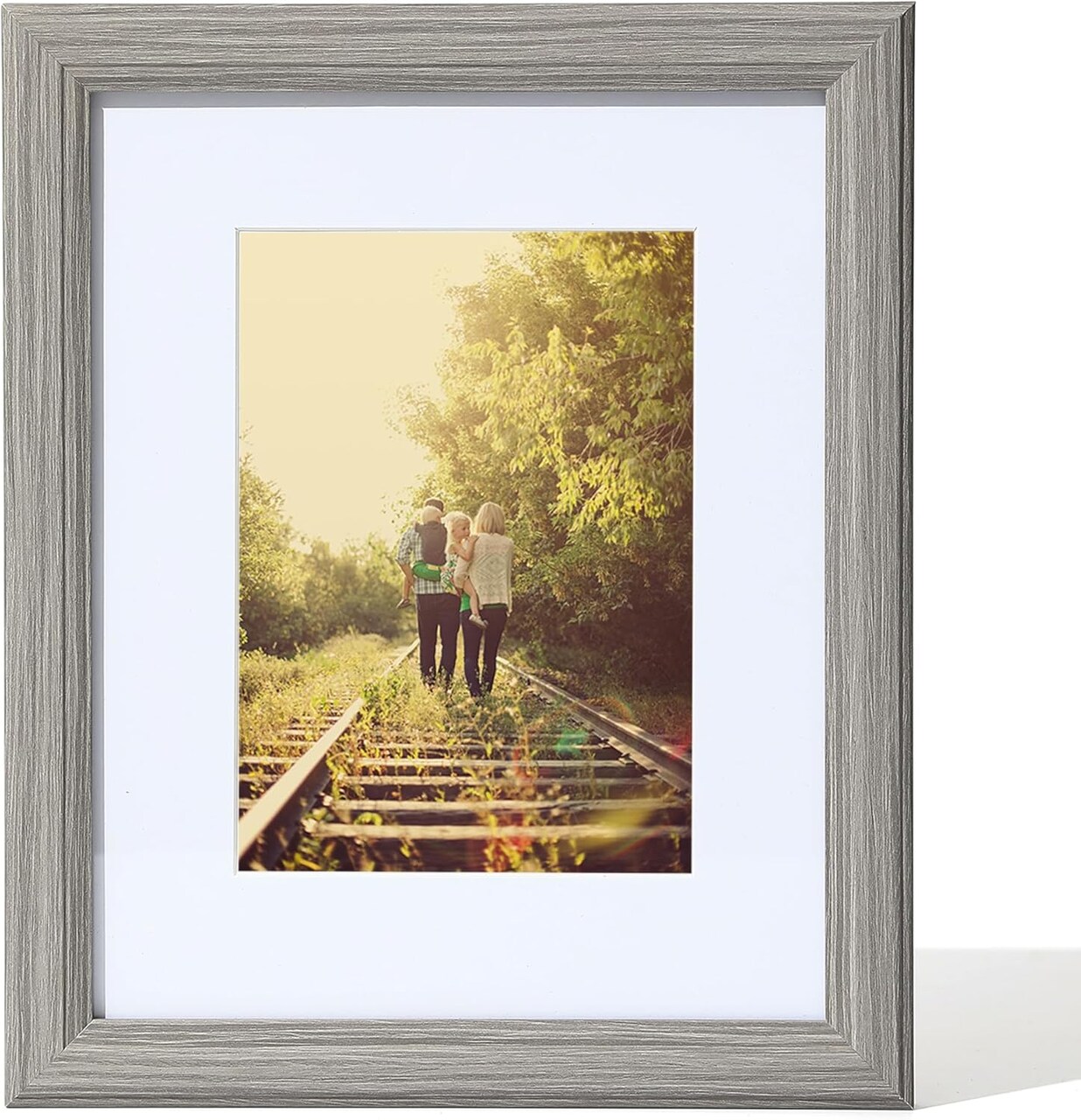 12x16 Picture Frame in Gray- Use as 8.5x11 certificate frame with Mat or 12x16 Frame Without Mat -Modern Style Wood Composite Frame, with Tempered Glass - diploma frame Formats for Wall
